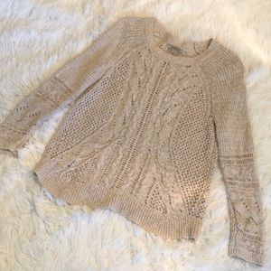 Lucky Brand beige cotton knit sweater